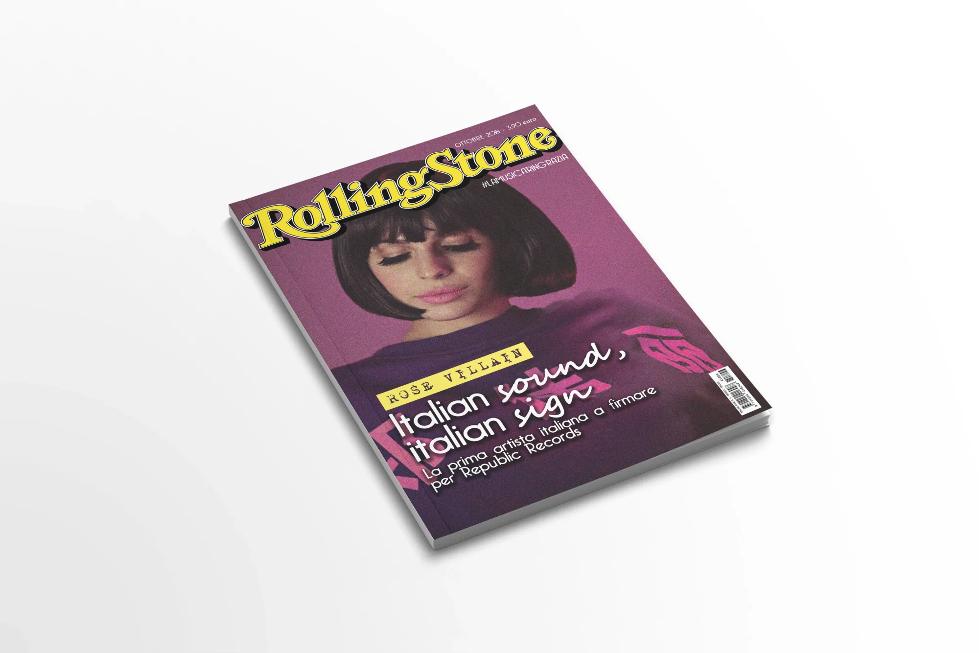 Copertina di Rolling Stone con una donna dai capelli scuri e il titolo «Italian sound, Italian sign»